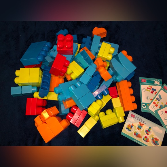 MEGA BLOKS First Builders endless building bag 100 blocks with building cards - Picture 5 of 11
